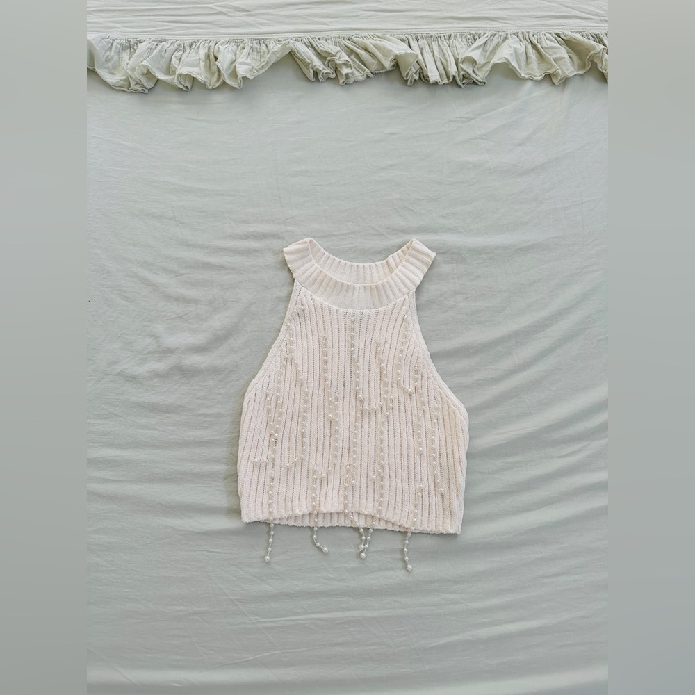 New Zara Knit Crop Top/ Pearl
